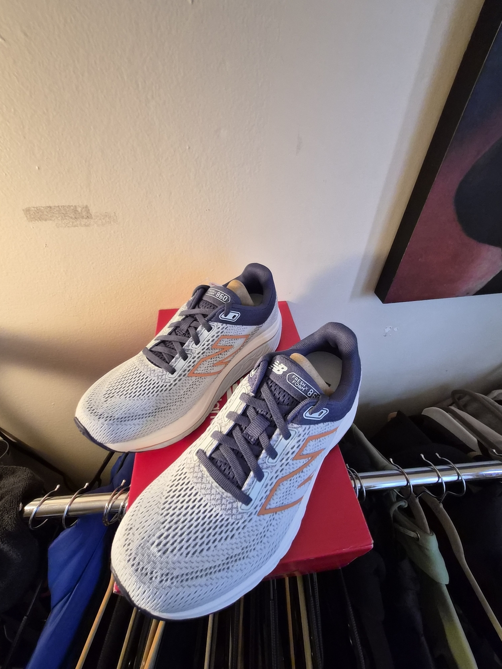 New Balance Men's/Women's Athletic Running Shoes in Light Gray, Navy and Orange